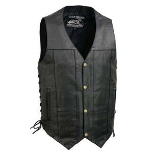 Event Leather Black Motorcycle Vest Men’s XXL 2X 10 Pocket Conceal Carry